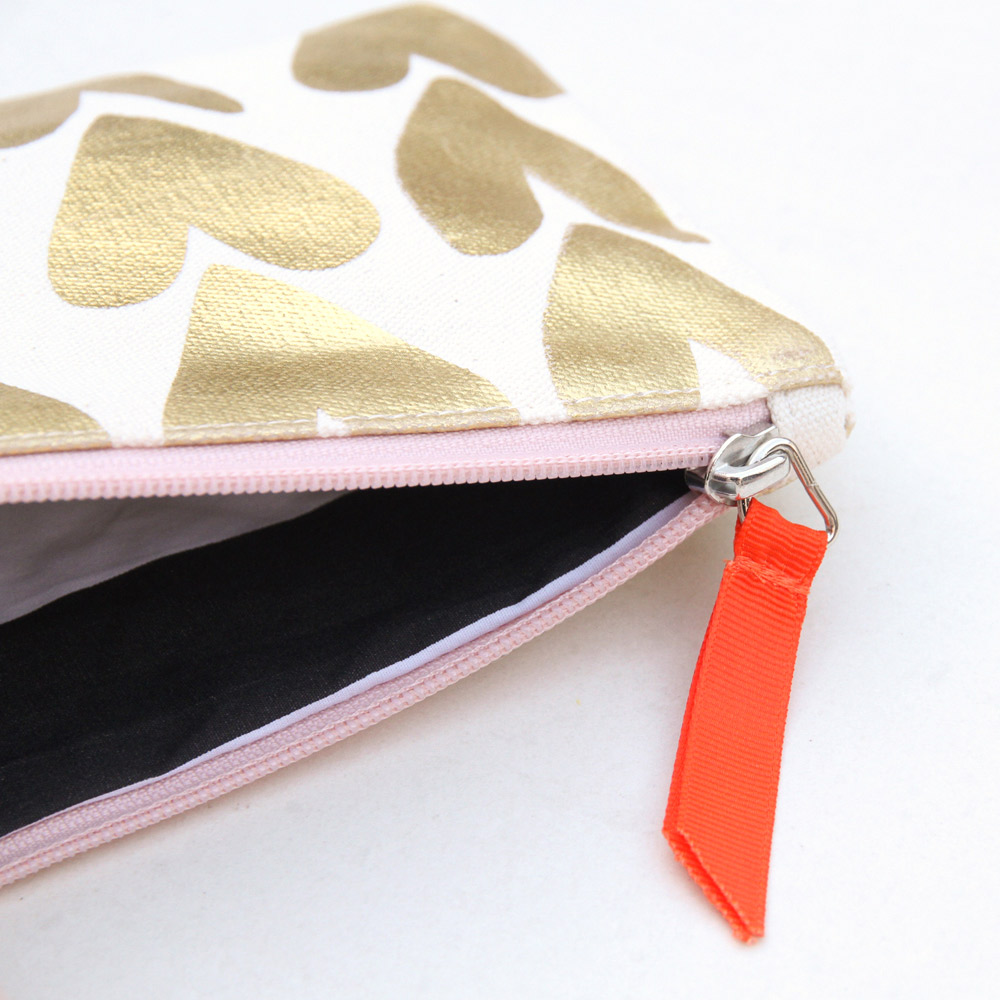 Metallic Gold Hearts Pouch By Caroline Gardner